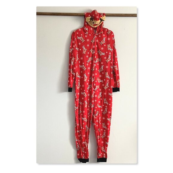 Matching Family Pajamas Reindeer Antler Zipper Onesie RED SZ M / DAD - Picture 3 of 12